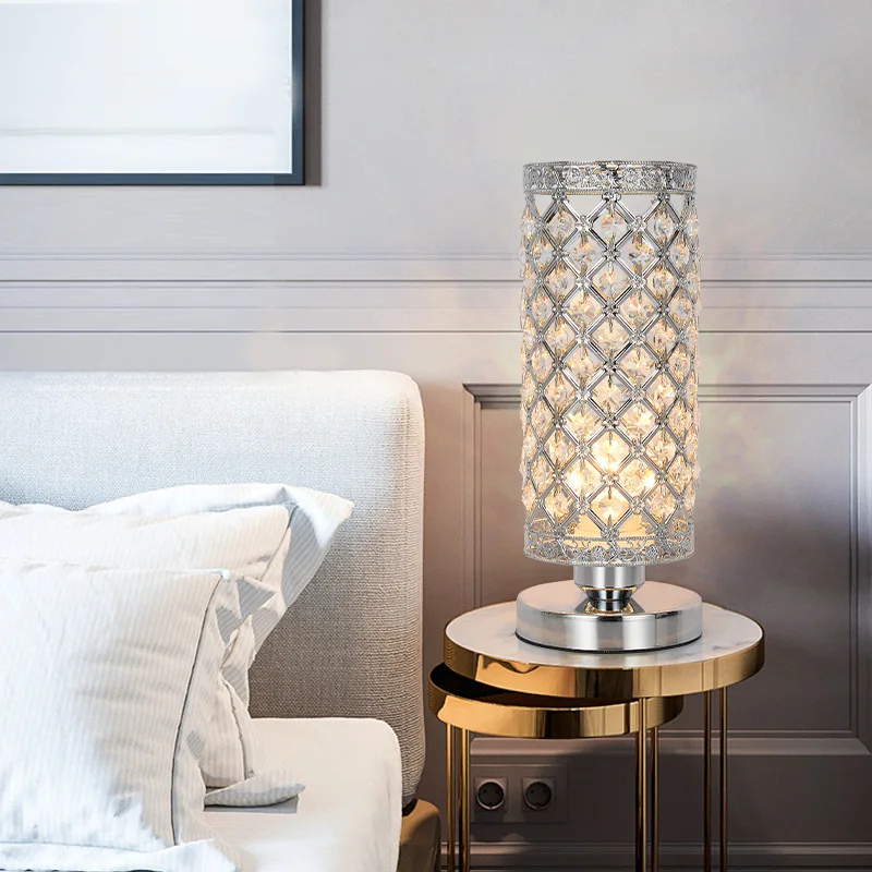 

Modern Gold Silver Crystal Desk Lamp Bedroom Bedside Lamp LED Table Lamp E27 110v 220v Indoor Decorative Night Lighting Fixture