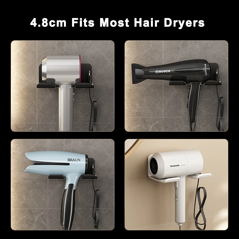 Hair Dryer Holder Space Aluminum Bathroom Organizing Rack Dyson Haartrockner Hanger Wall-mounted Universal Hairdryer Holder Hook hair dryer holder