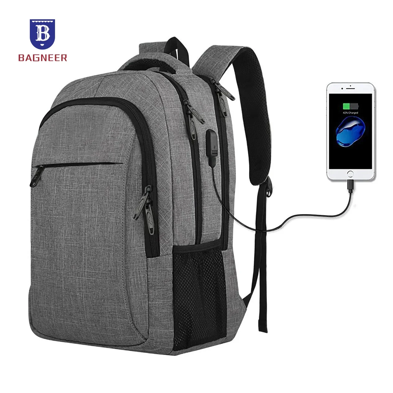 여행용 노트북 배낭 학교 가방, USB 충전 포트, 방수 노트북 도난 방지, 비즈니스 배낭 가방, 남녀공용 