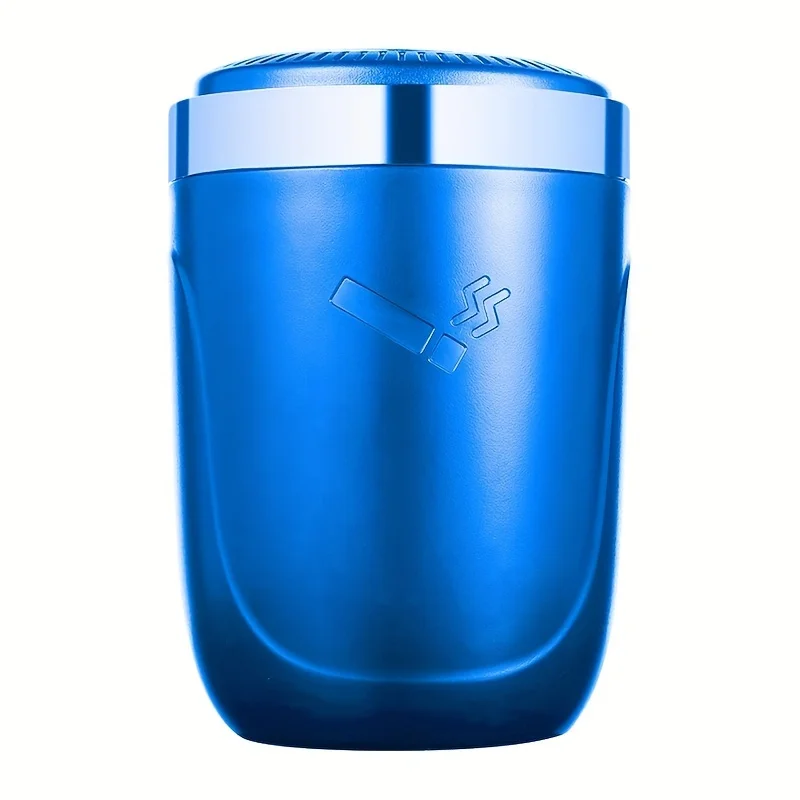 One Click Opening Car Ashtray with Metal Lining LED Light Push Type Splash Proof