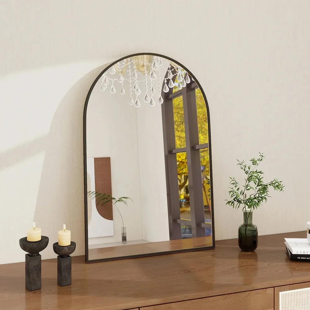 20x30 Arched Wall Mirror with Black Aluminum Alloy Frame
