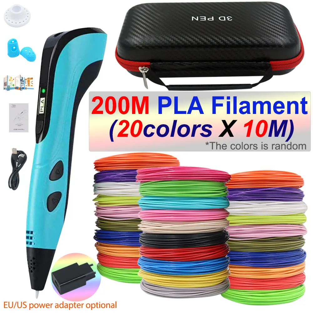 3D Pen for Kids 3D Printing Pen with Power Adapter Travel Case PLA Filament Birthday Christmas Gift For Children