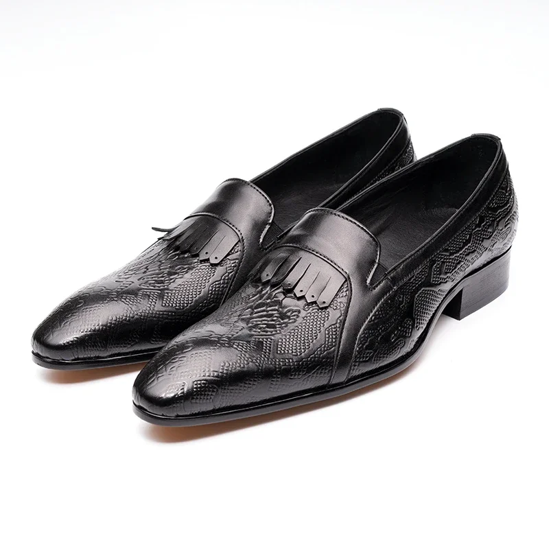 

High New Black Fashion Loafers Dress Shoes Men Casual for Elegant Occasions Leather Custom Mens Wedding Shoes