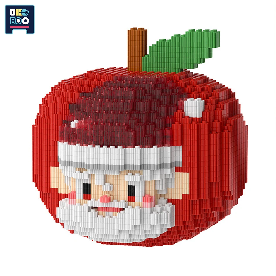 

UKBOO 1479PCS Ideas Light Christmas Apple Santa Claus Model Mirco Building Blocks MOC Mini Bricks Xmas Gift Toy for Children Kid