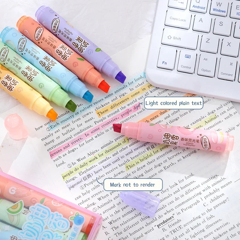Highlighter pen marker pen highlighter marker 6 Colors Highlighter Markers Creamy Fruity Aroma Highlighter Pen Back to School Supplies Aesthetic for Girl Students Kids Gifts