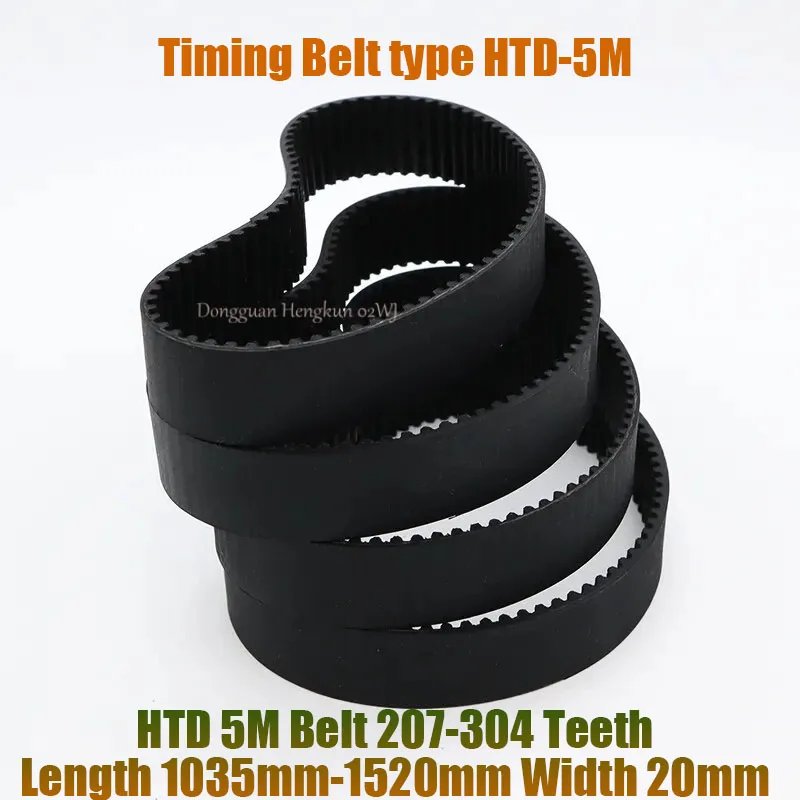 HTD 5M Timing Belt 1035-1100-1200-1520mm Length 20mm-Width 5mm-Pitch Rubber Pulley Belt HTD5M Teeth 207T-304T Synchronous Belt