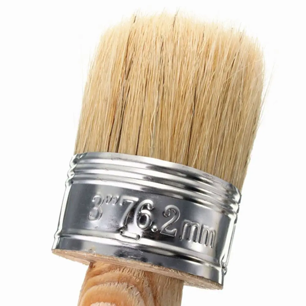 New Home Use Brush Wooden Handle Painting Wax Brushes 185mm Long Round Bristle Chalk Oil Paint DIA 3
