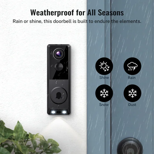 Tuya Waterproof Outdoor Wireless Doorbell with Dual Camera WiFi 1080P Video AI Motion Detection Intercom Digital Door Peephole 3