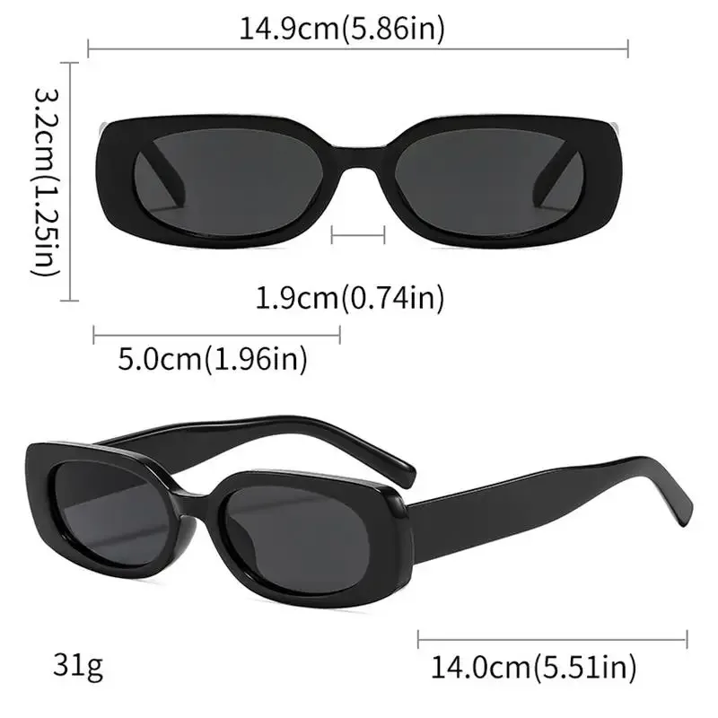 Red Long Rectangle Frame Retro Casual Fashion Ladies Sunglasses