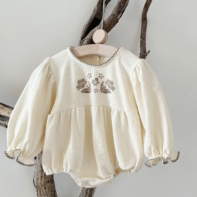 

2024 New Spring Newborn Baby Girl Jumpsuit Long Sleeved Cotton Printing Infant Baby Girl Bodysuits 0-24M Children Clothes