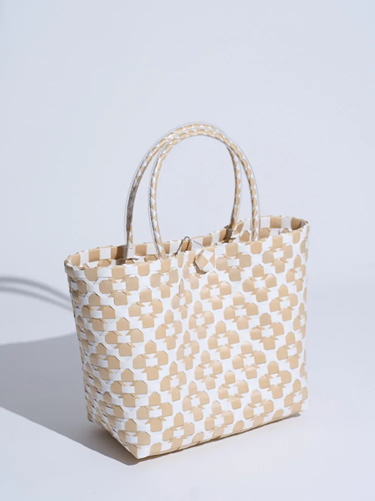 JNMC Design Sense Four Seasons Plum Blossom Handwoven Vegetable Basket Handheld Bag For Women