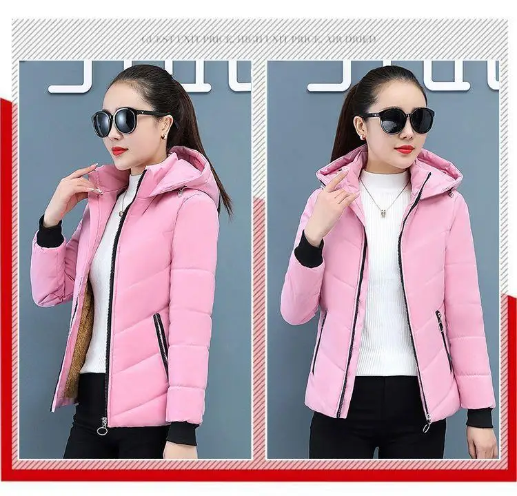 Women'S Short Winter Lambswool Down Cotton Jacket 2025 New Plus Velet Warm Cotton Coat Korean Loose Hooded Parkas Outerwear