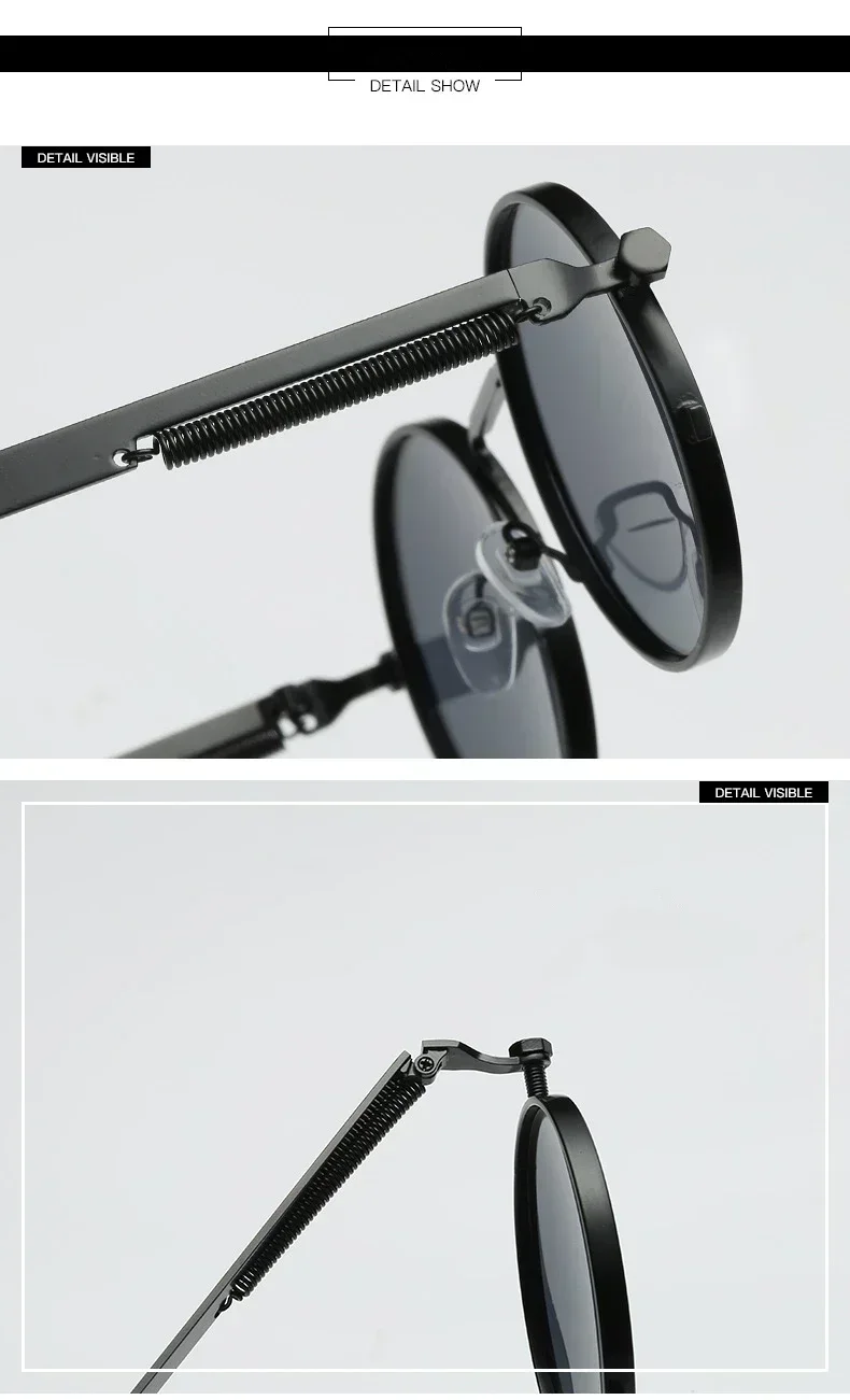 Lunettes de soleil rondes rétro de luxe pour les voyages