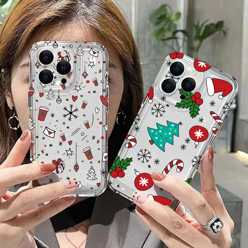Luxury Cartoon Christmas Transparent Phone Case