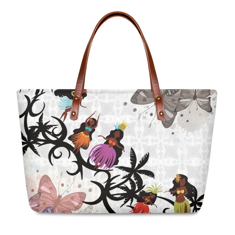 

2023 Fashion Bohemian Hibiscus Print Shoulder Bag Pink Travel Handbag Durable Shopping Bag For Women Youth Girls Bolsos De Lujo