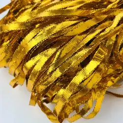 Festive Gold & Silver Flat Ribbon Rope for Decorative Lanterns and Crafts (8mm Deep Gold Thin)