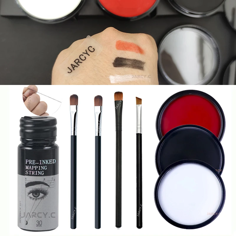 

Microblading White Brow Paste Eyebrow Pencil with Brush Mapping Tool Kit Eyebrow Tint Dye Permanent Makeup Tattoos Accessories