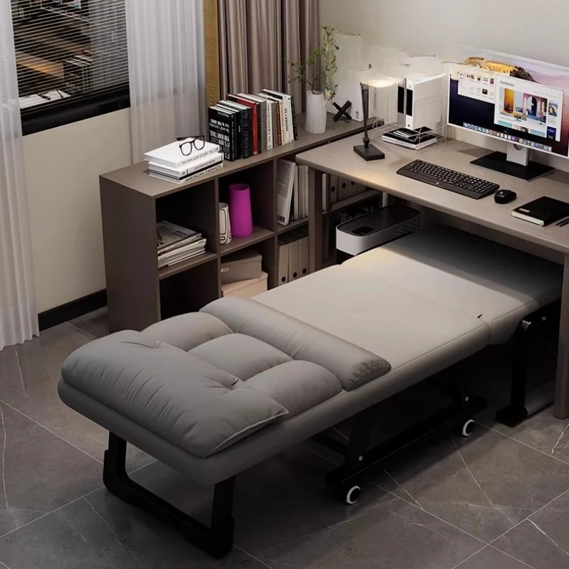 Poltrona reclinabile pieghevole Lettino multifunzionale per ufficio Poltrona ergonomica per divano da scrivania per computer con schienale regolabile Letto per pisolino - immagine 3