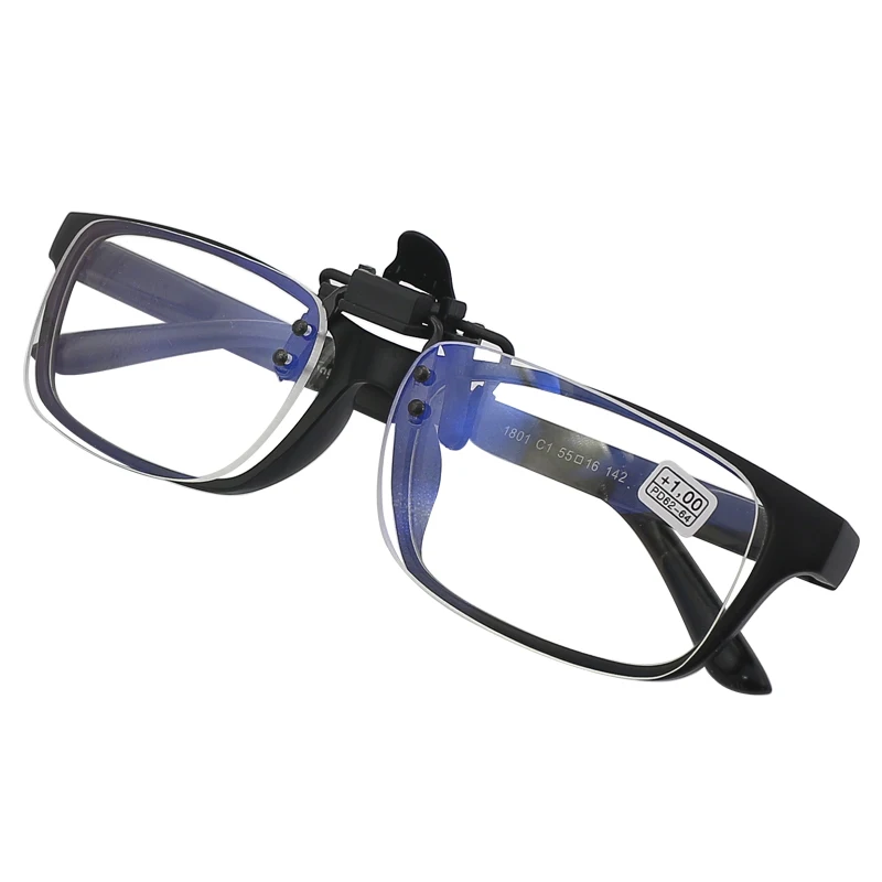 Ultra-light Clip Presbyopic Glasses Reading Glasses Flip Up Down Rimless Magnifying Glasses Lens With Clip +1.0 +1.5 +2.0 +2.5 5