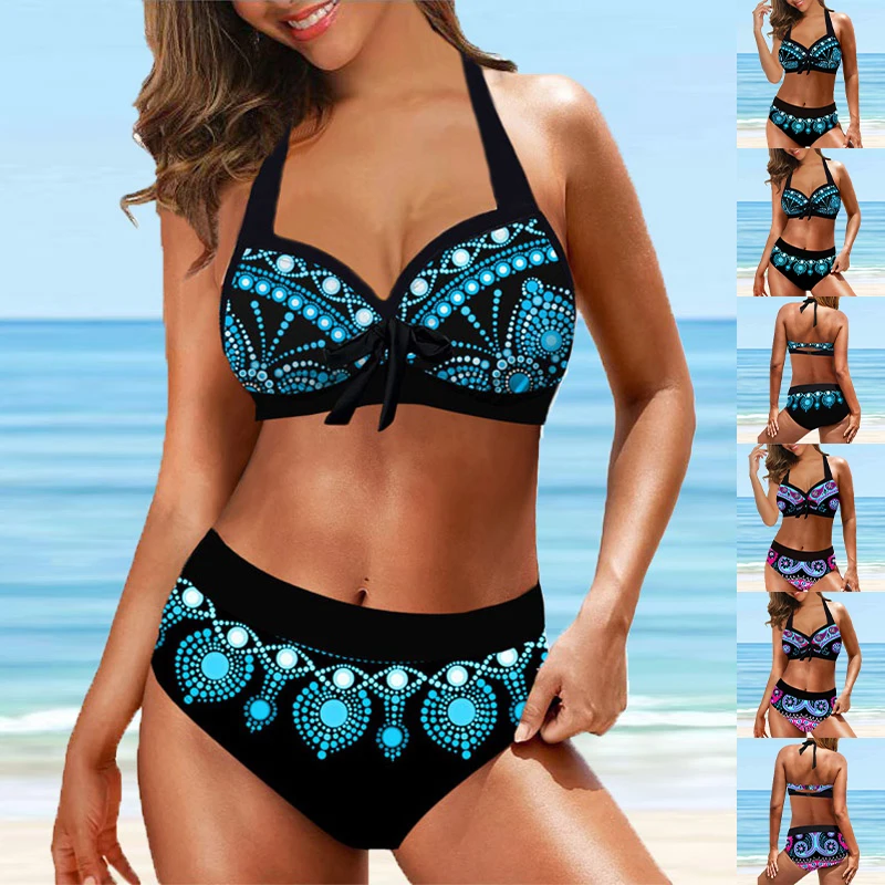 

Новинка 2023, женское бикини из двух частей, сексуальный пляжный купальник, Модный комплект бикини с принтом, Женская Летняя мода, купальник-бикини