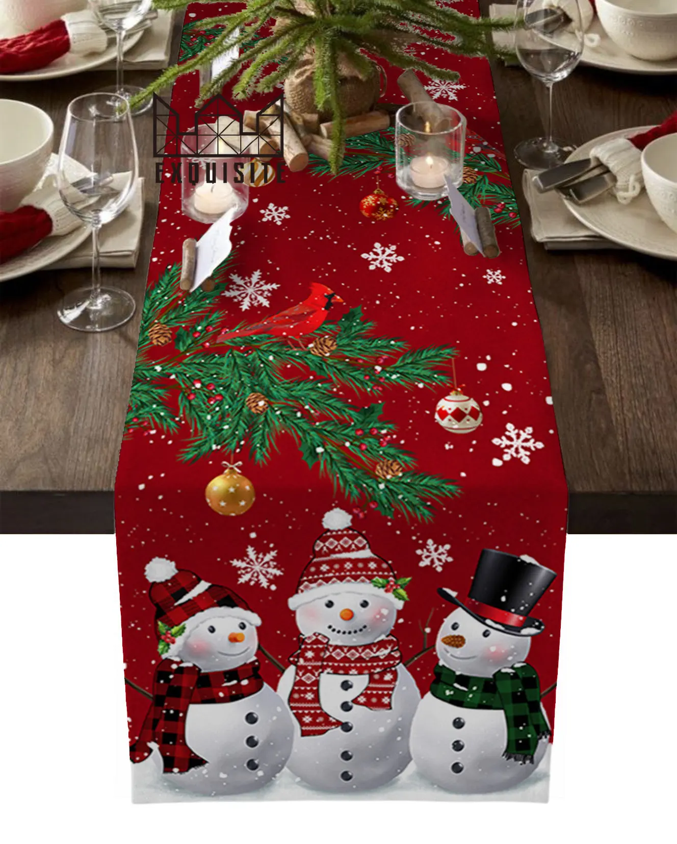 

Christmas Tree Snowman Snowflake Wedding Decorations Coffee Table Decor Tablecloth Table Kitchen Decorative Table Runner