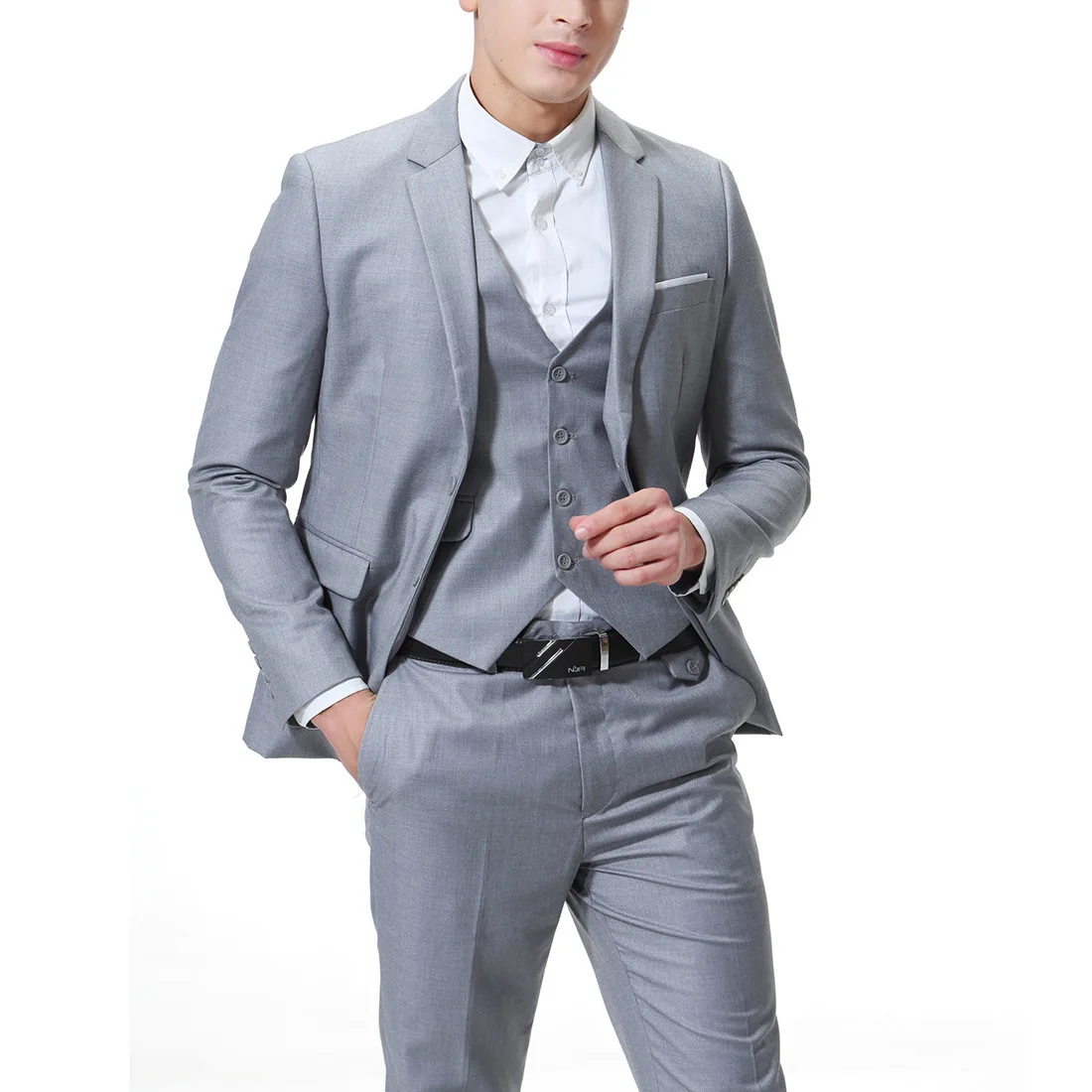 

Модные мужские костюмы 3 штуки приталенный деловой Повседневный для свадьбы жениха Банкетный профессиональный комплект куртка жилет с брюками