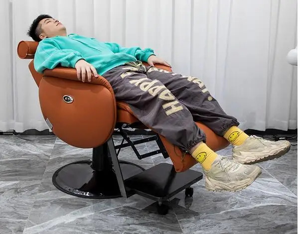 Hair salon chair electric down physiotherapy chair Barber beauty salon lifting oil head hair cutting