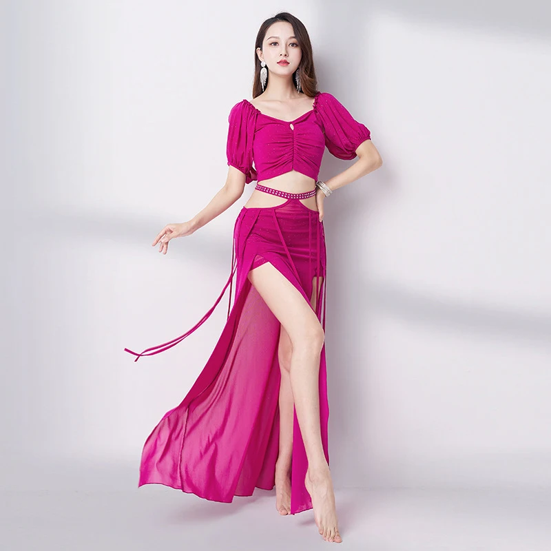 여성용 밸리 댄스 연습 원피스, 요정 섹시 롱 원피스 세트 초보자, 오리엔탈 댄스 원피스, 공연 팀 원피스, 신제품