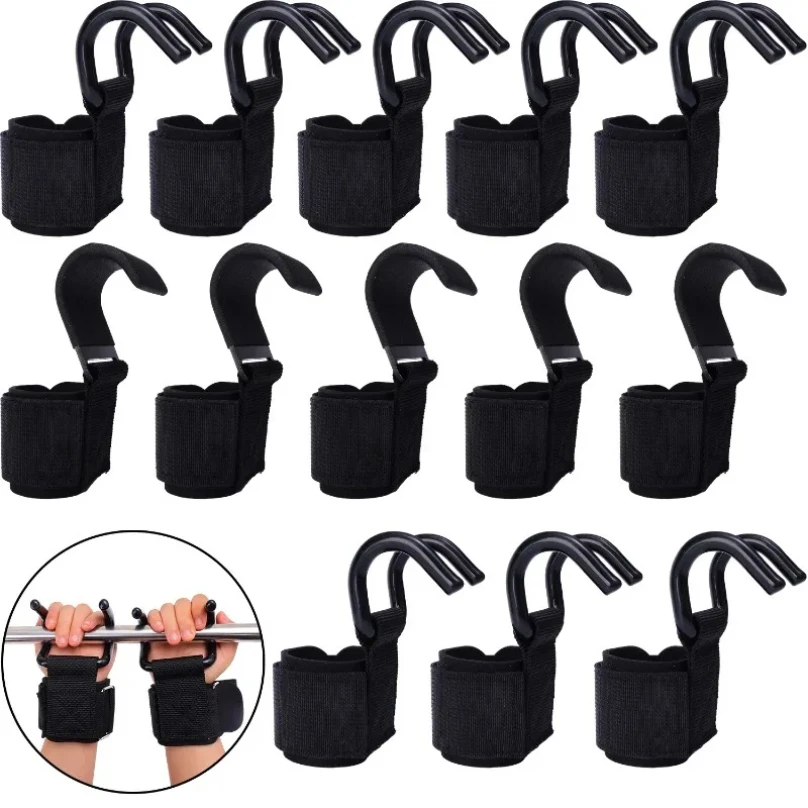 1Pc Weight Lifting Hook Grips with Wrist Wraps Hand-Bar Wrist Strap Gym Fitness Hook Weight Strap Pull-Ups Lifting Gloves weightlifting straps