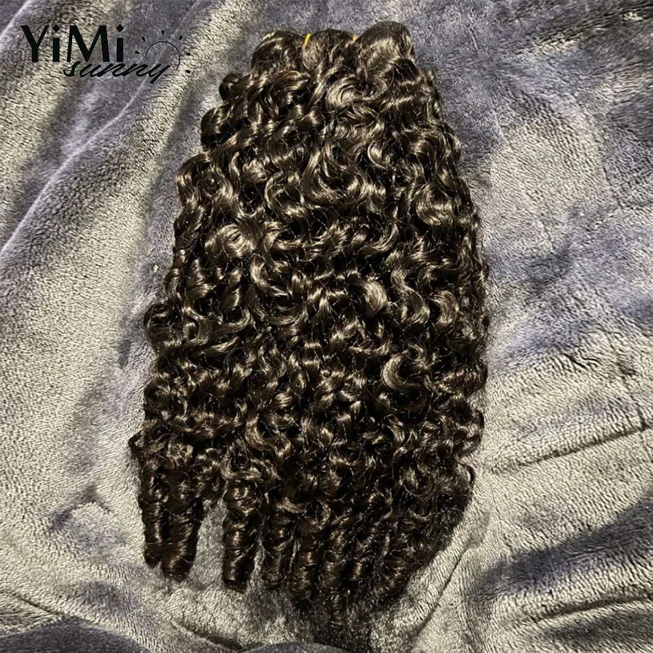 Double Drawn Burmese Curly 3C 4A Human Hair Bundles Unprocessed Virgin Extension Weft Deals Make Full Head For Women Yimisunny