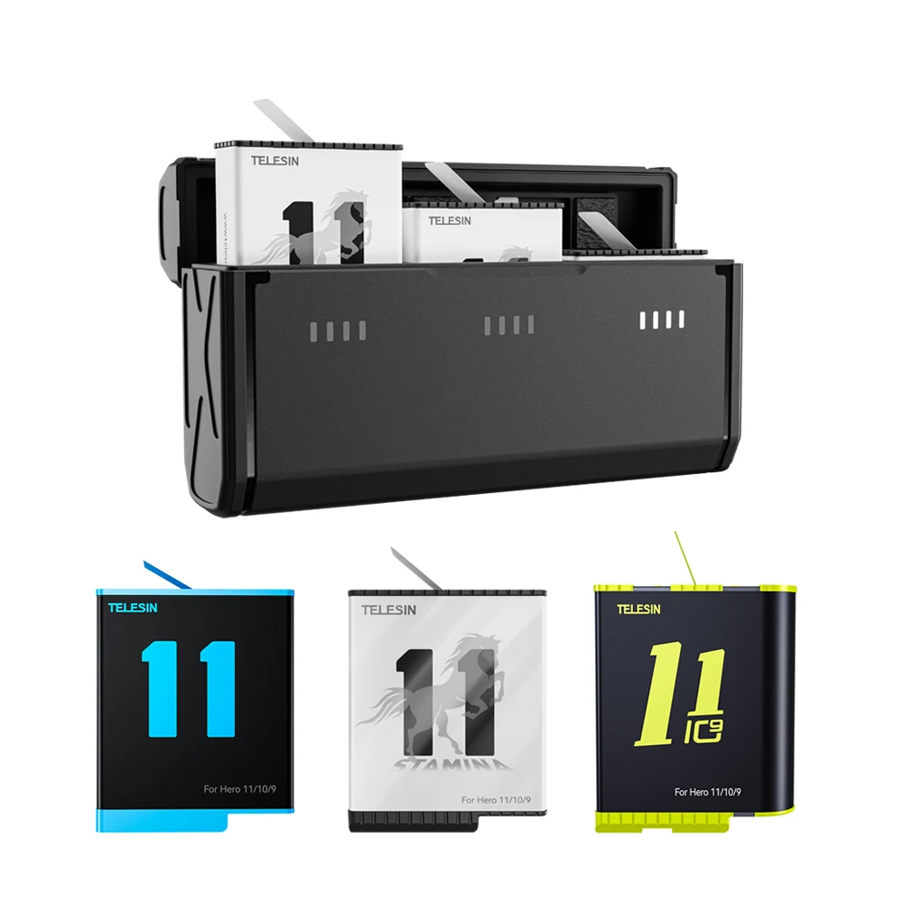 Telescopin Stamina Enduro Battery 3 Slot Storage Charger Box Portable Pocket 1750Mah Endurce Battery Per Gopro Hero 12 11 10 9