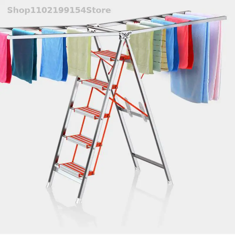 Tendedero plegable de secado de ropa multifuncional para escaleras de acero  inoxidable grueso de doble uso, balcón, plegable, en forma de ala, para