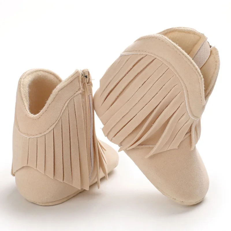 Fashionable Tassel Baby Boots for Boys and Girls Fashionable and Popular Western Denim Midsole Boots 0-18 Months Walking Shoes 4