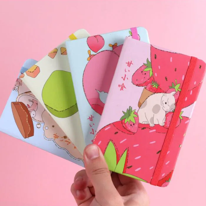 

8 pcs/lot Fruit Cat Hard Cover A6 Notebook Cute Portable Note Book Diary Planner Stationery gift School Supplies wholesale