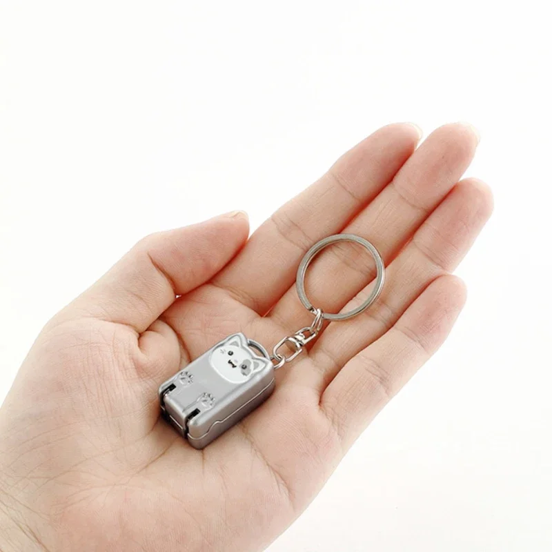 Stainless Steel Fingernail Clipper Metal Foldable Mini Creative Kitten Nail Clipper Trim Nails Keychain