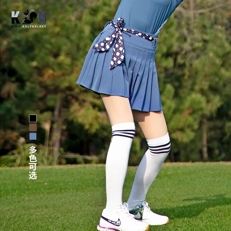 

Golf Women's Dress Half Length Pleated Skirt Spring and Autumn Anti Glare Pants Tennis Sports Short Skirt