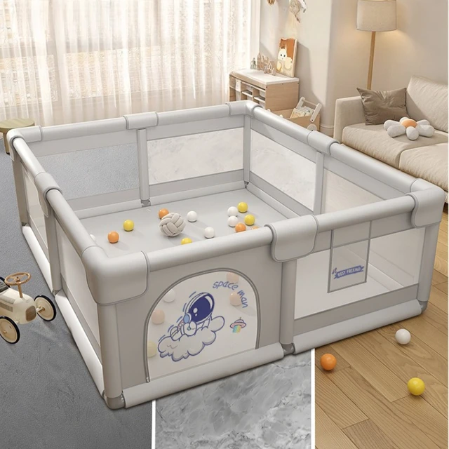 XXL Space Baby Playpen with Non-Slip Base - Detachable Learning-to-Walk Activity Center Washable Soft Edges & Cartoon Patterns 2