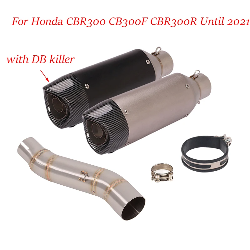 

Slip On For Honda CBR300 CB300F CBR300R Until 2021 Motorcycle Exhaust Middle Connect Link Pipe 51mm Muffler With DB Killer