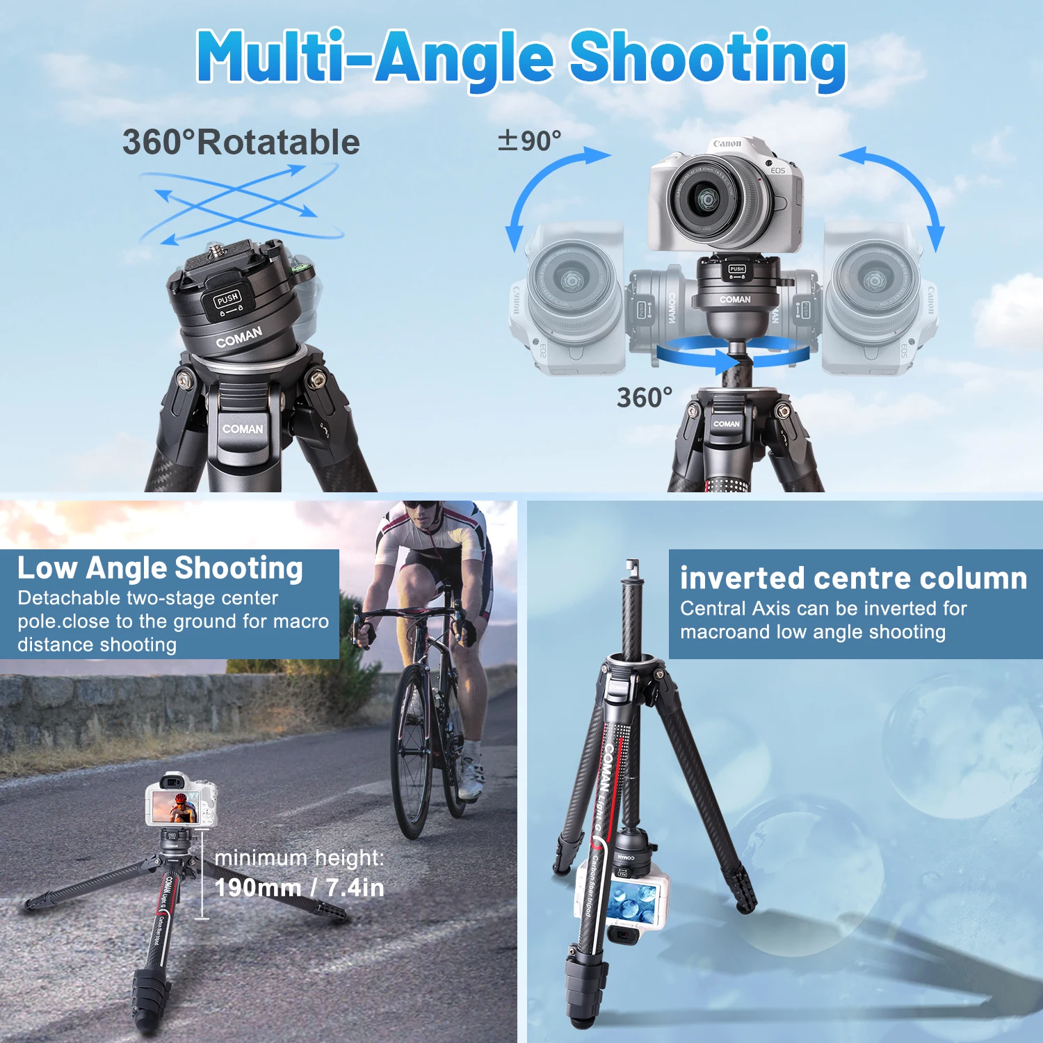 COMAN Light-G  ﰢ, ź , ߿ Ʈ, DSLR ī޶, ޴ ﰢ,   ĵ, LED 