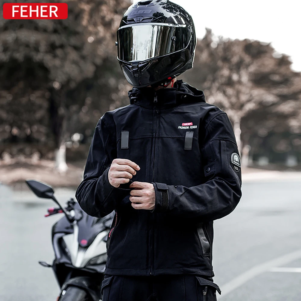 Motowolf 남성용 오토바이 라이딩 재킷, 사계절 야외 편안한 라이딩 세트 바람막이 코트, CE 보호 기어