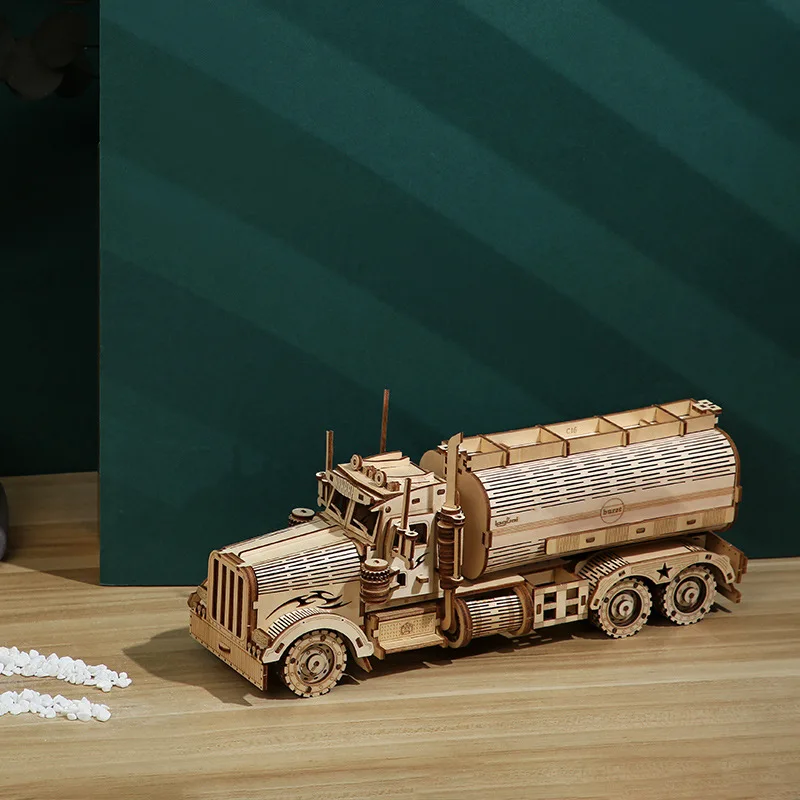 Denksportaufgabe und STEM-Lernen! 3D-Tanker-LKW-Holzpuzzle, räumliches Denken, logisches Denken, Hand-Auge-Koordination