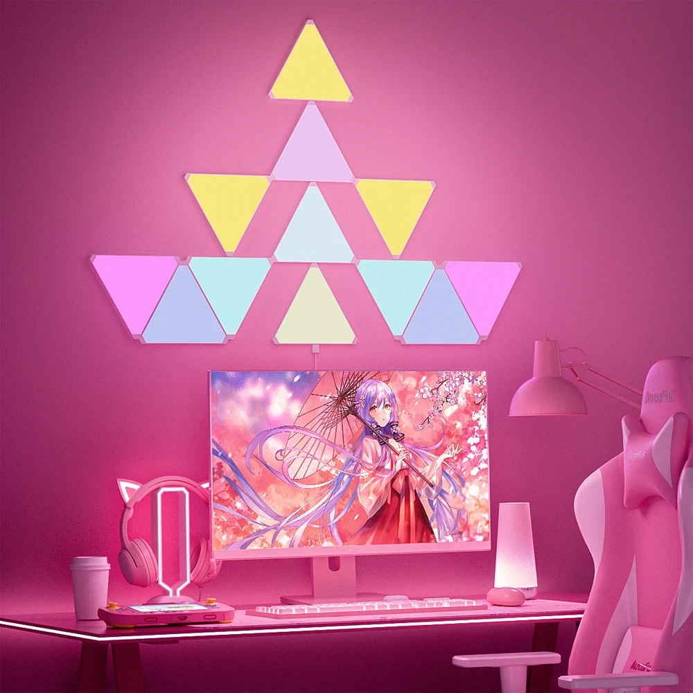 

YBX-ZN Intelligent LED Triangle Wall Light RGB Indoor Atmosphere Light APP Music Sync Game Room TV Bedroom Decoration