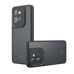 Matte Acrylic Shockproof Armor Hard Back Case with Bumper Protection for Motorola Moto G55 (Black)