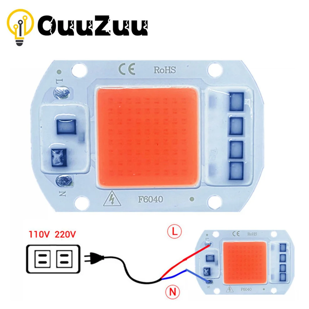 COB Led Grow Light Lamp Chip Full Spectrum 220V 110V 20W 30W 50W 380-780nm Phyto Lamp For Indoor Plant Seedling Flower Fitolampy