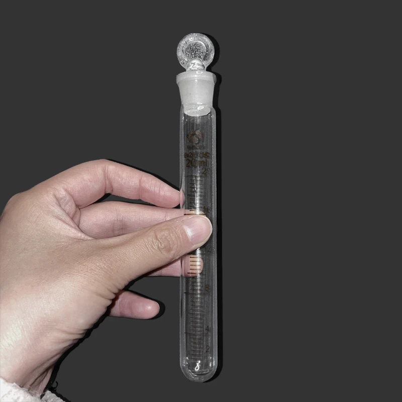 20ml Lab Clear Glass Test Tube Round Bottom Tube Vial With Push Cap School Lab Supplies