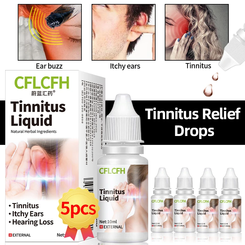 

Tinnitus Treatment Ear Drops Ear Ringing Hearing Loss Deafness Earache Itchy Pain Relief Liquid Health Medicine 3/5bottles