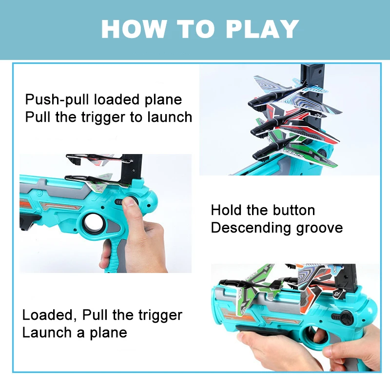 Airplane Launcher Toys Catapult Plane Gun Toy Children Plane Catapult Gun Shooting Game Kids Outdoor Sport Shooting Toys Gift 4