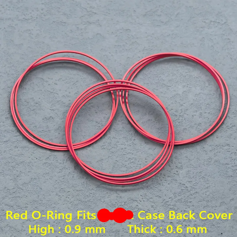 Set of Red Waterproof Gasket Rings (25-40mm Diameter) for Watch Case Back Cover