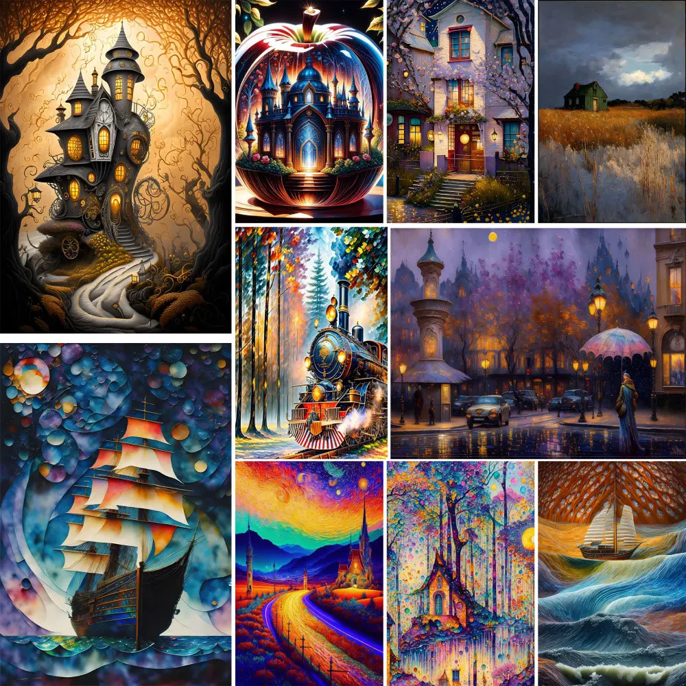 Great Landscape Fantasy House Decoration Diamond Art Tools And Accessories New Cross Stitch Kits 2023 Personalized Gifts