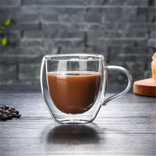 Buy Wholesale China Heat-resistant Double Wall Coffee Mugs Glass Coffee Mug  Transparent Milk Cup Coffee Cup With Handle & Coffee Cup at USD 1.29